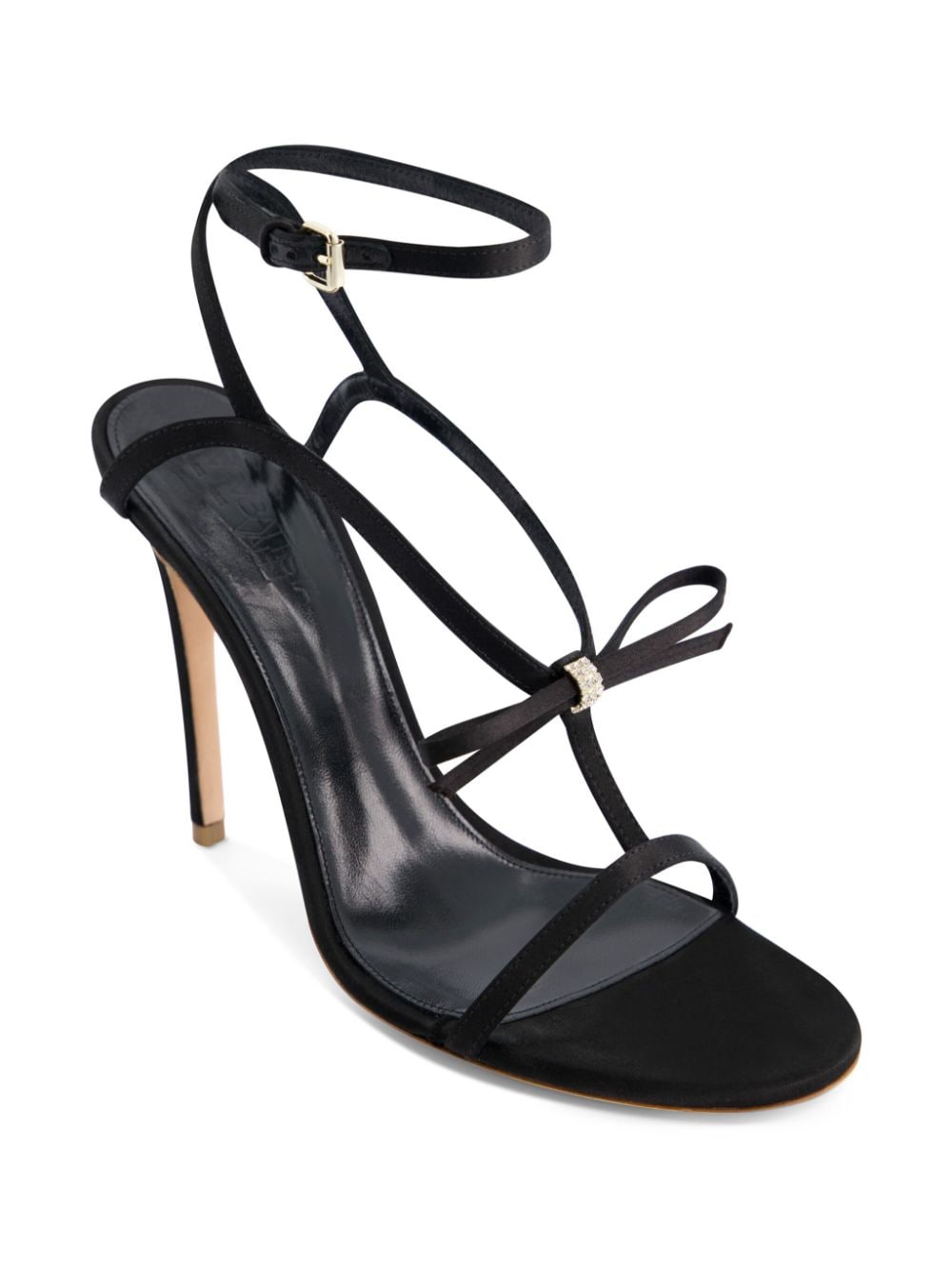 Shop Giambattista Valli 90mm Bow-embellished Satin Sandals In Black