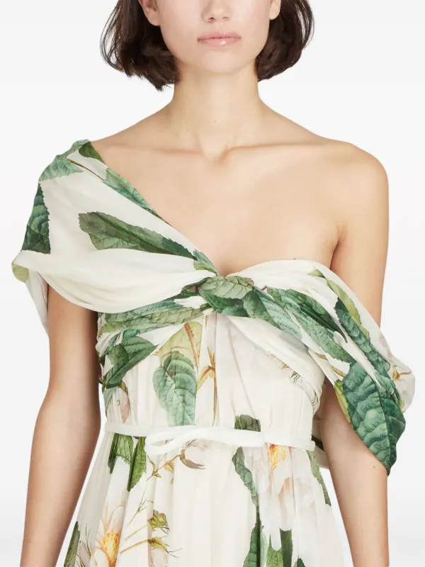 Giambattista Valli Giant Bloom Silk Maxi Dress | Neutrals