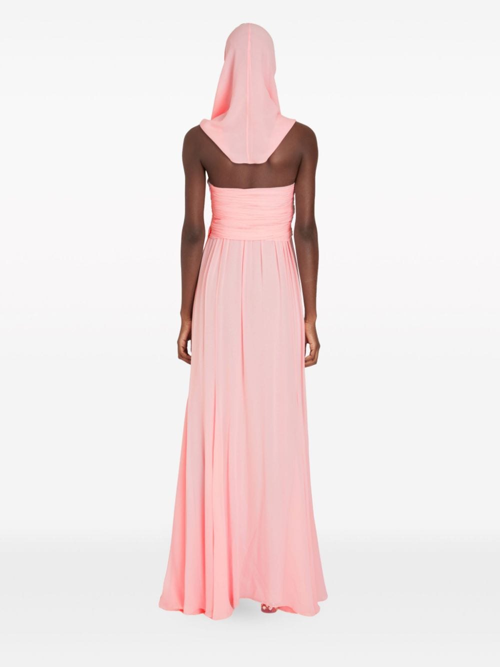 Shop Giambattista Valli Hooded Floral-appliqué Silk Gown In Pink