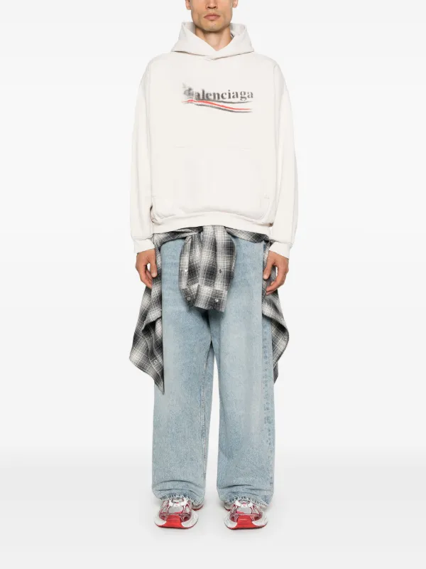 Balenciaga Political Stencil Hoodie | Neutrals | FARFETCH