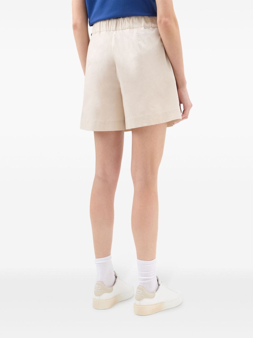 Shop Woolrich Pleated High-waisted Shorts In Neutrals