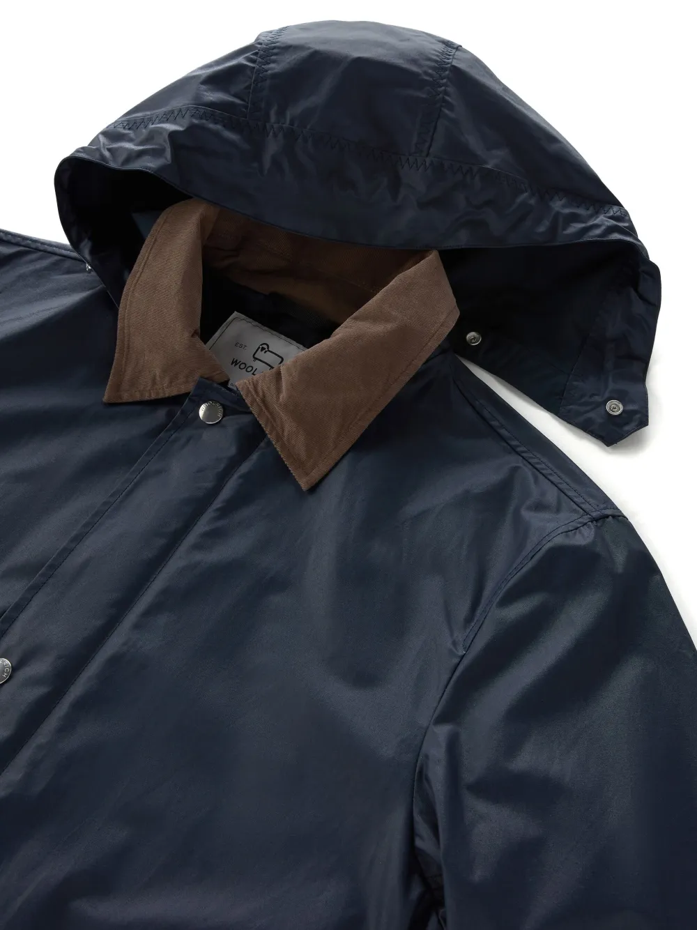 Woolrich Hooded Waxed Coat | Blue | FARFETCH