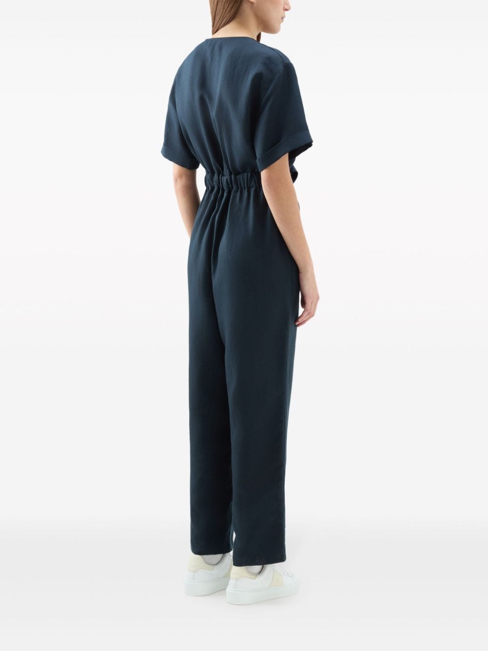 Shop Woolrich Belted Straight-leg Jumpsuit In Blue