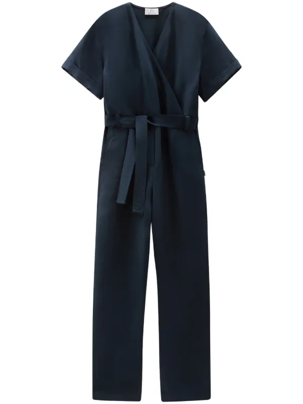 ★人気★ Woolrich/ウールリッチ  ベルテッド ジャンプスーツ Woolrich ベルテッド ジャンプスーツ | ブルー | FARFETCH JP