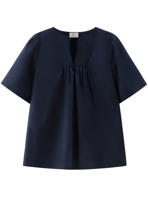 Woolrich pleat-detailing poplin blouse