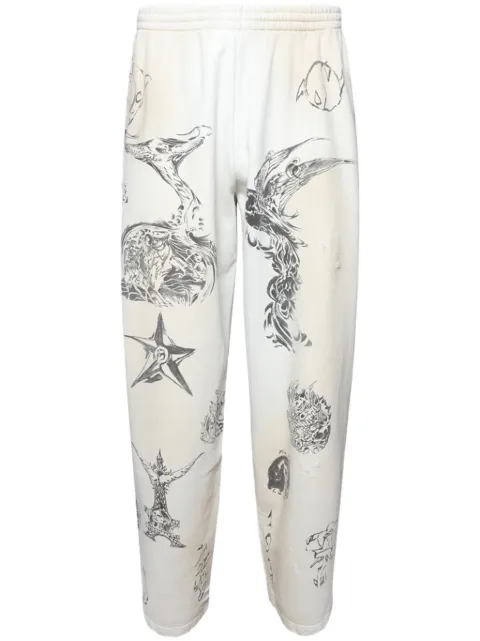 Balenciaga Tat graphic-print cotton track pants