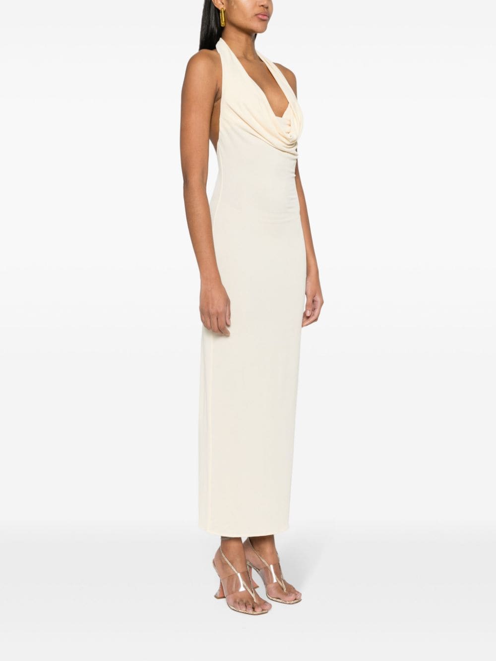 Shop Magda Butrym Cowl-neck Maxi Dress In Neutrals