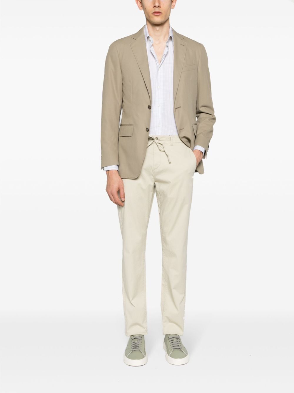 Shop Canali Drawstring-waist Cotton Chino Trousers In Neutrals