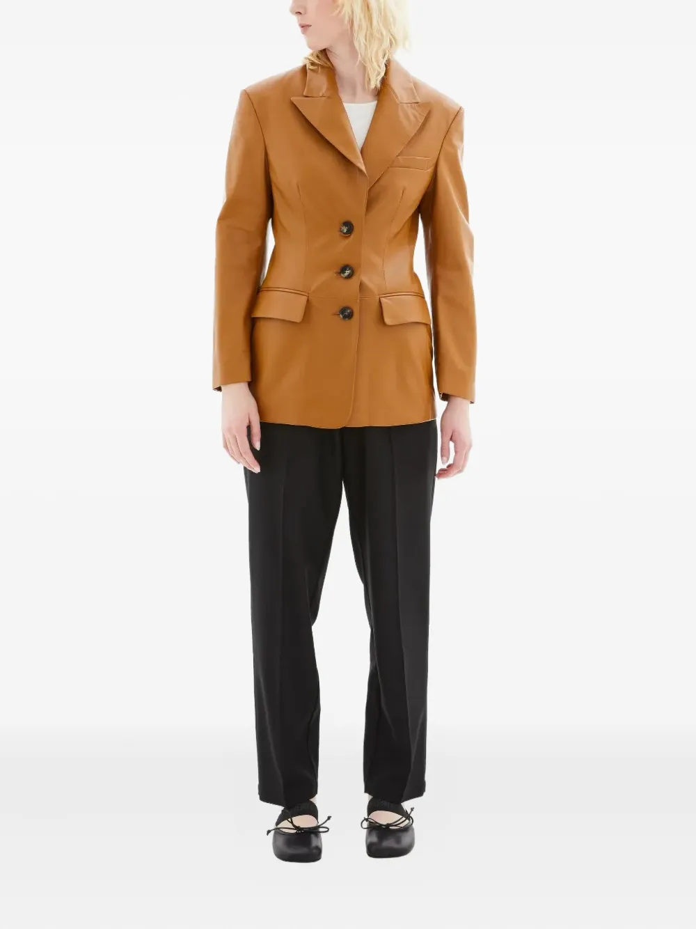Marni Button-fastening Leather Jacket In Brown