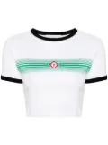 Casablanca logo-patch cropped T-shirt - White