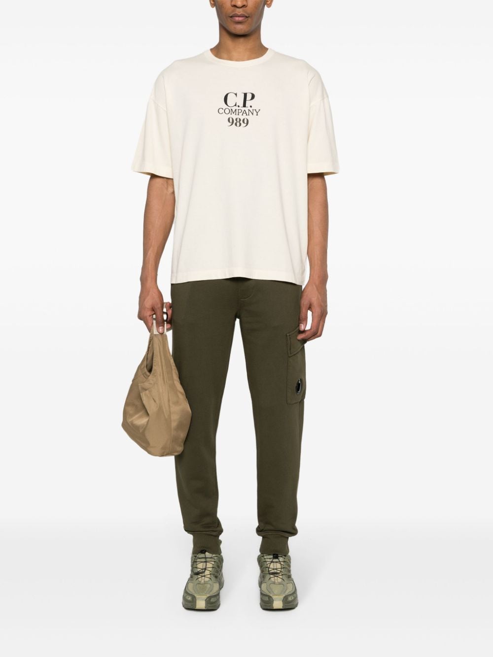Shop C.p. Company Lens-detail Cotton Track Pants In Green