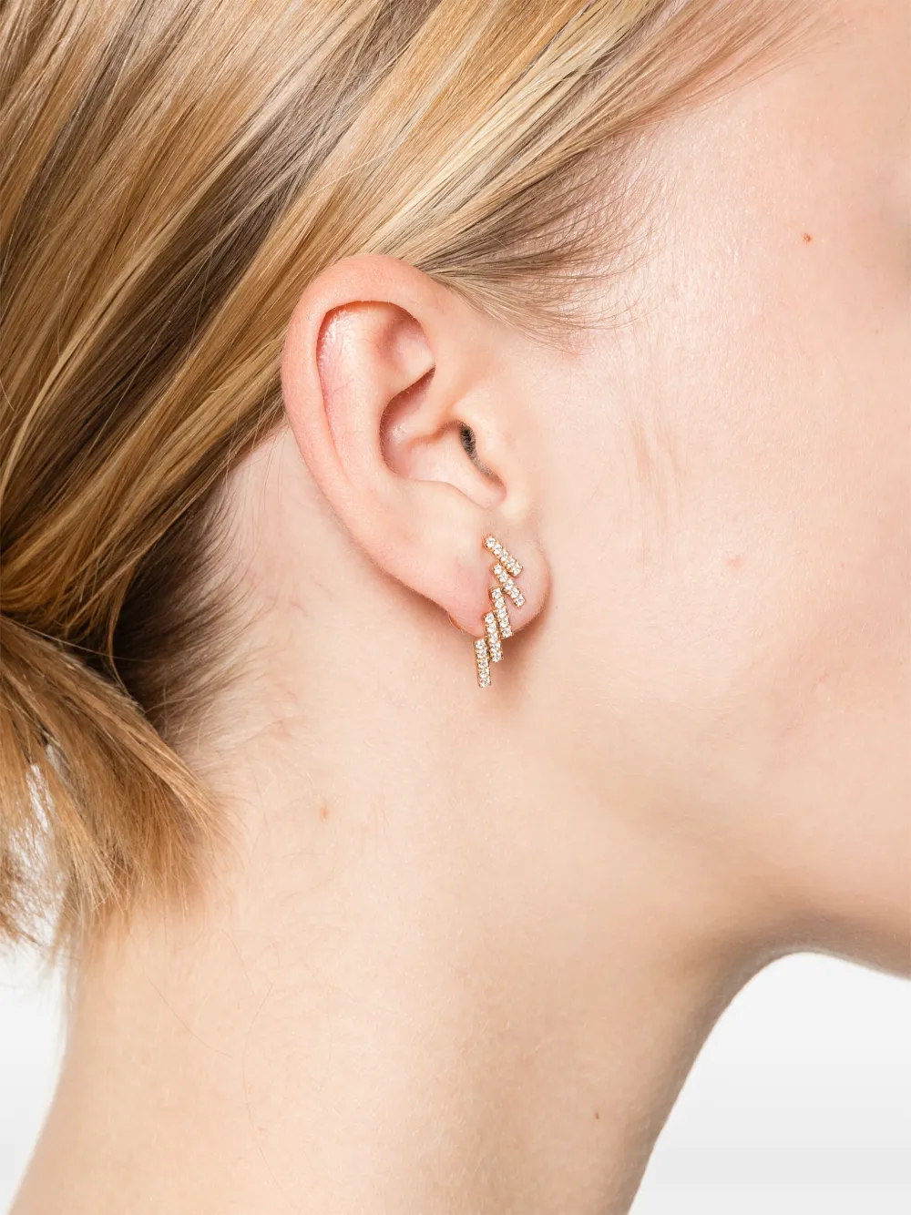 GOLD & ROSES 18kt roségouden Skyline oorbel met diamant