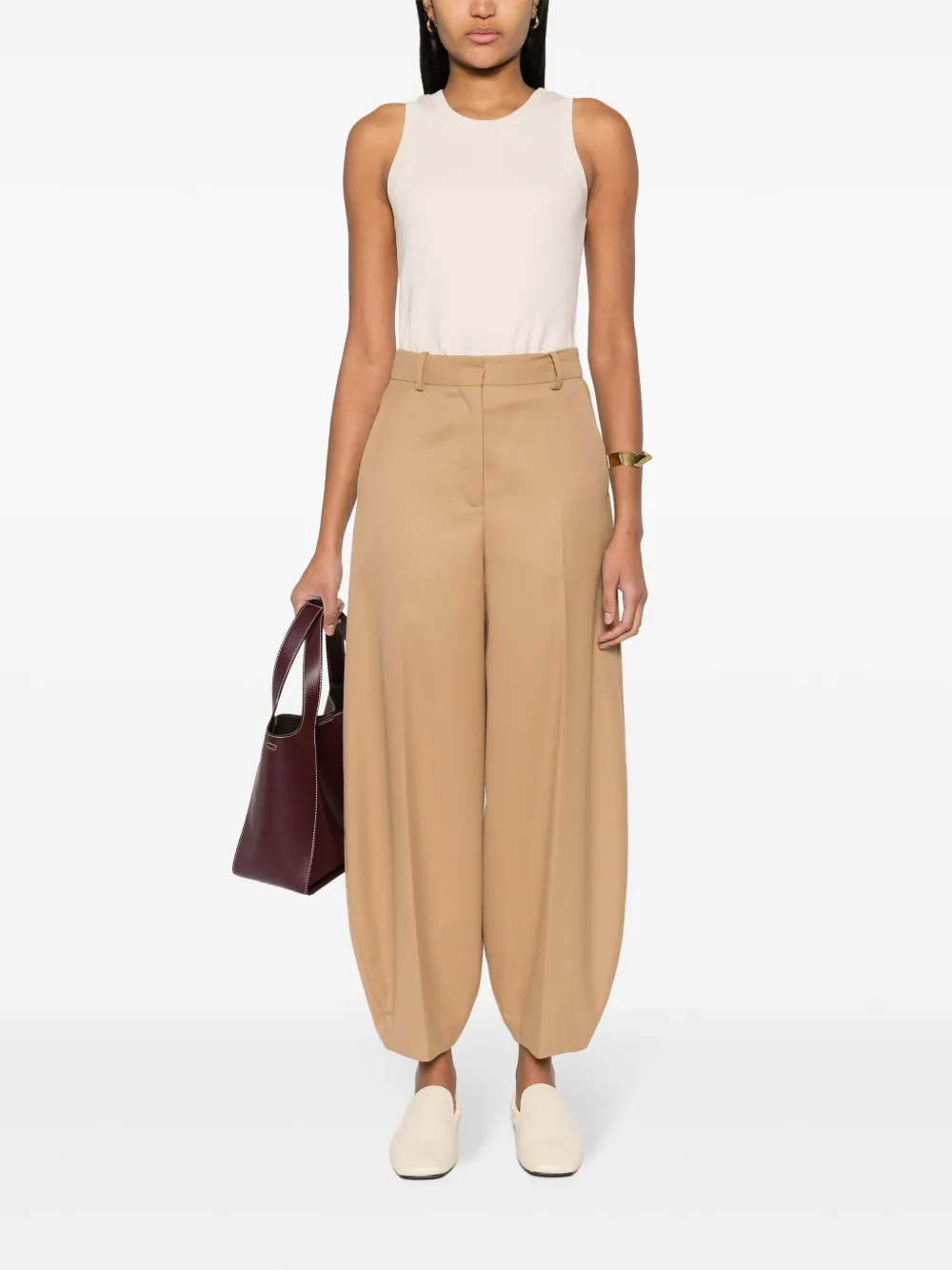 'S Max Mara Top met geborduurd monogram - Beige