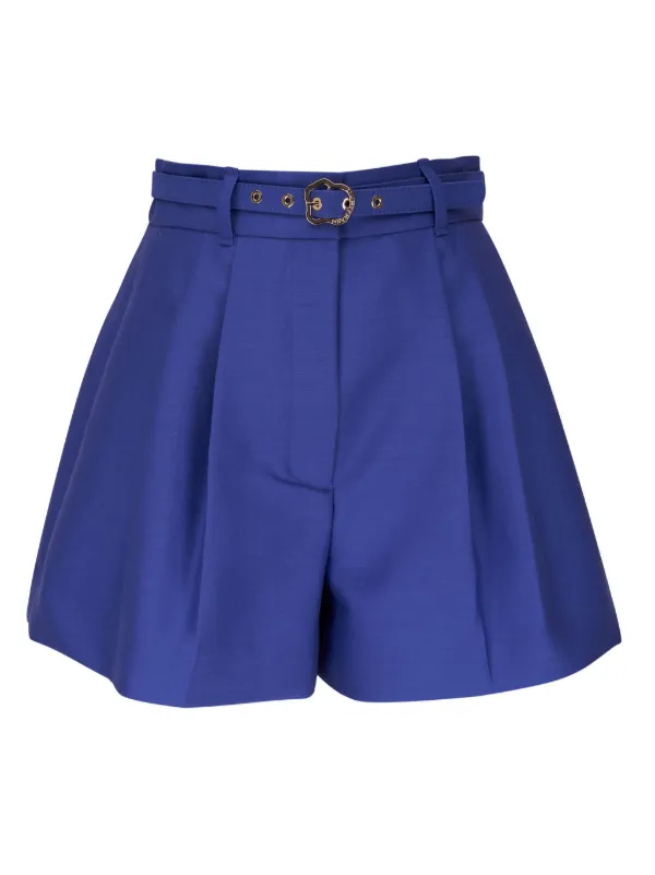 ZIMMERMANN Belted high waisted Shorts Blue FARFETCH ZA