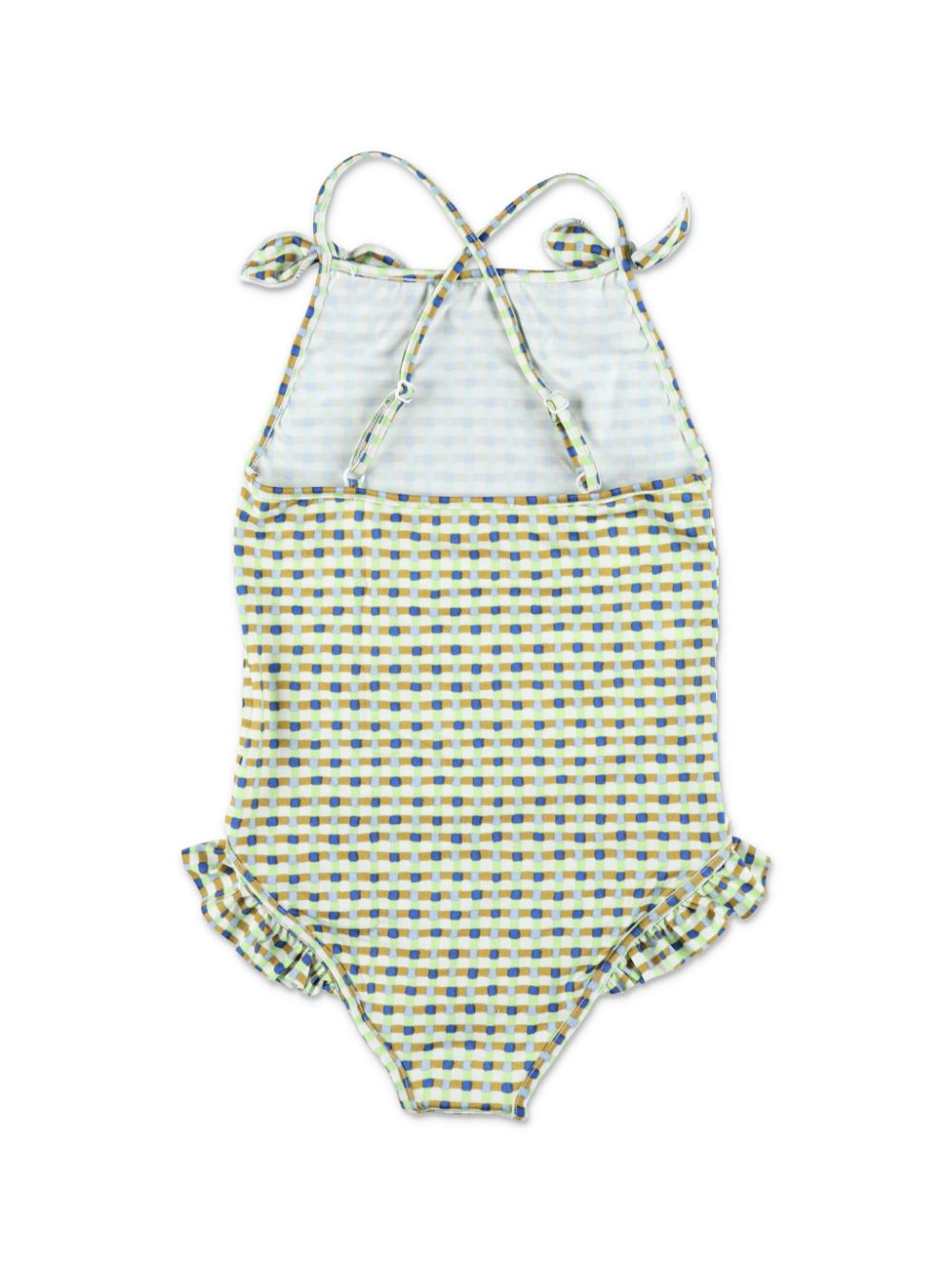 Shop Bonpoint Abbie Basketweave-print Swimsuit In Green