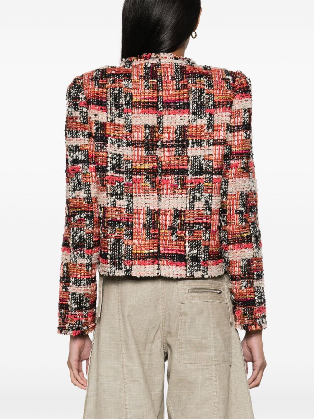 Shop Isabel Marant Zingya Tweed Jacket In 粉色