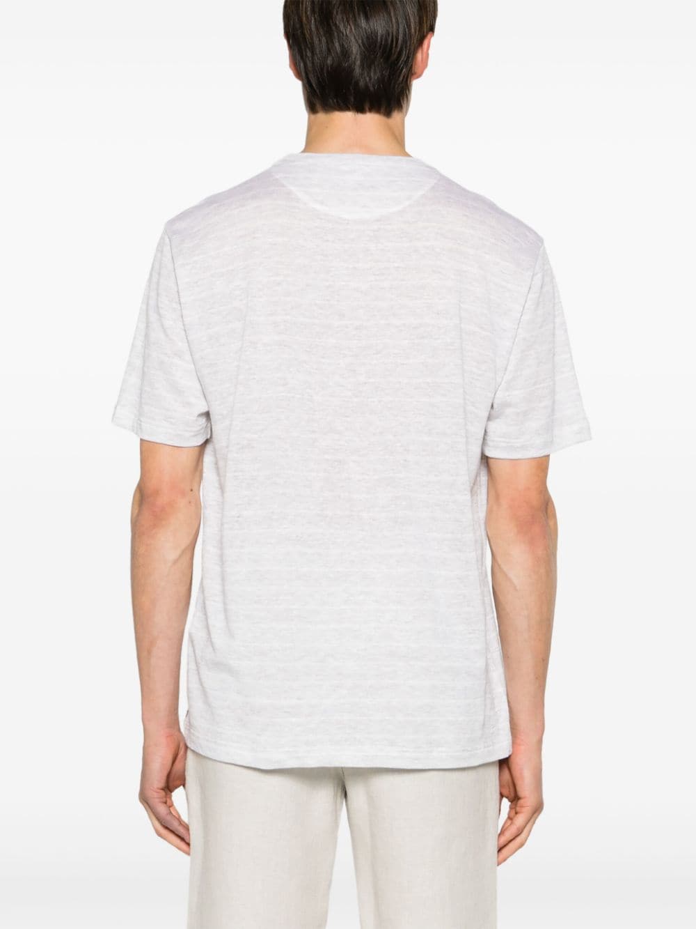 Shop Eleventy Striped Crew-neck T-shirt In Grey