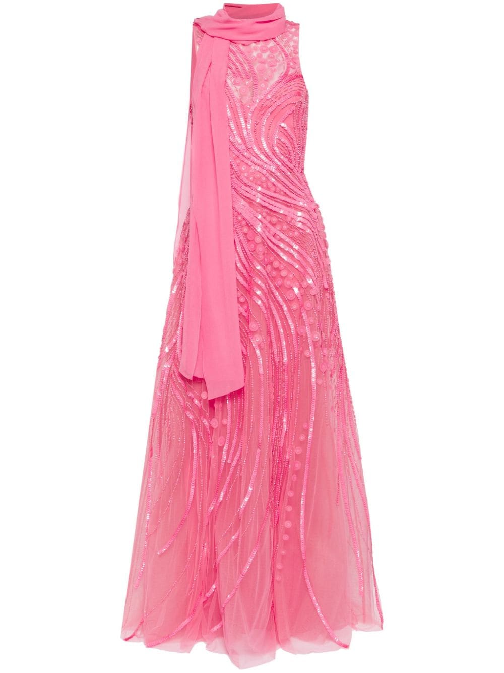 Elie Saab Bead-embellished Sleeveless Gown In Pink