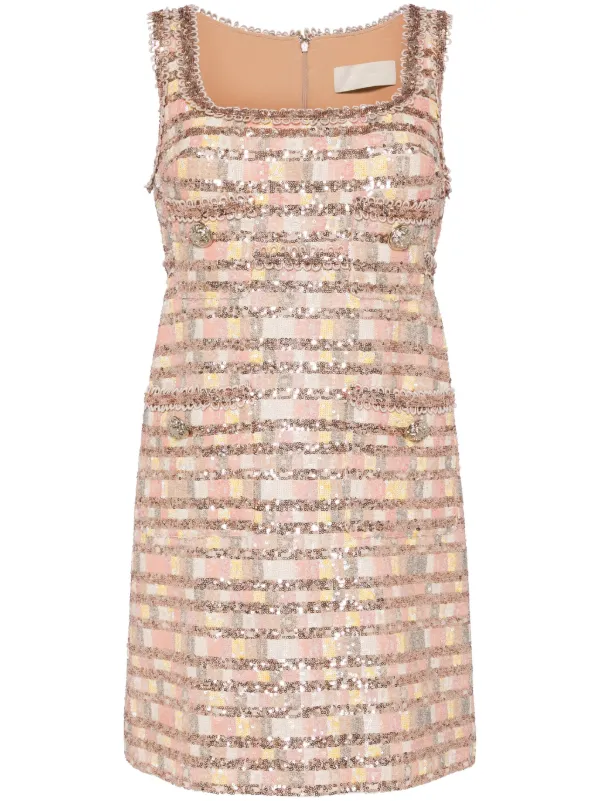 Elie Saab Camaleonte Sequinned Minidress in Neutrals