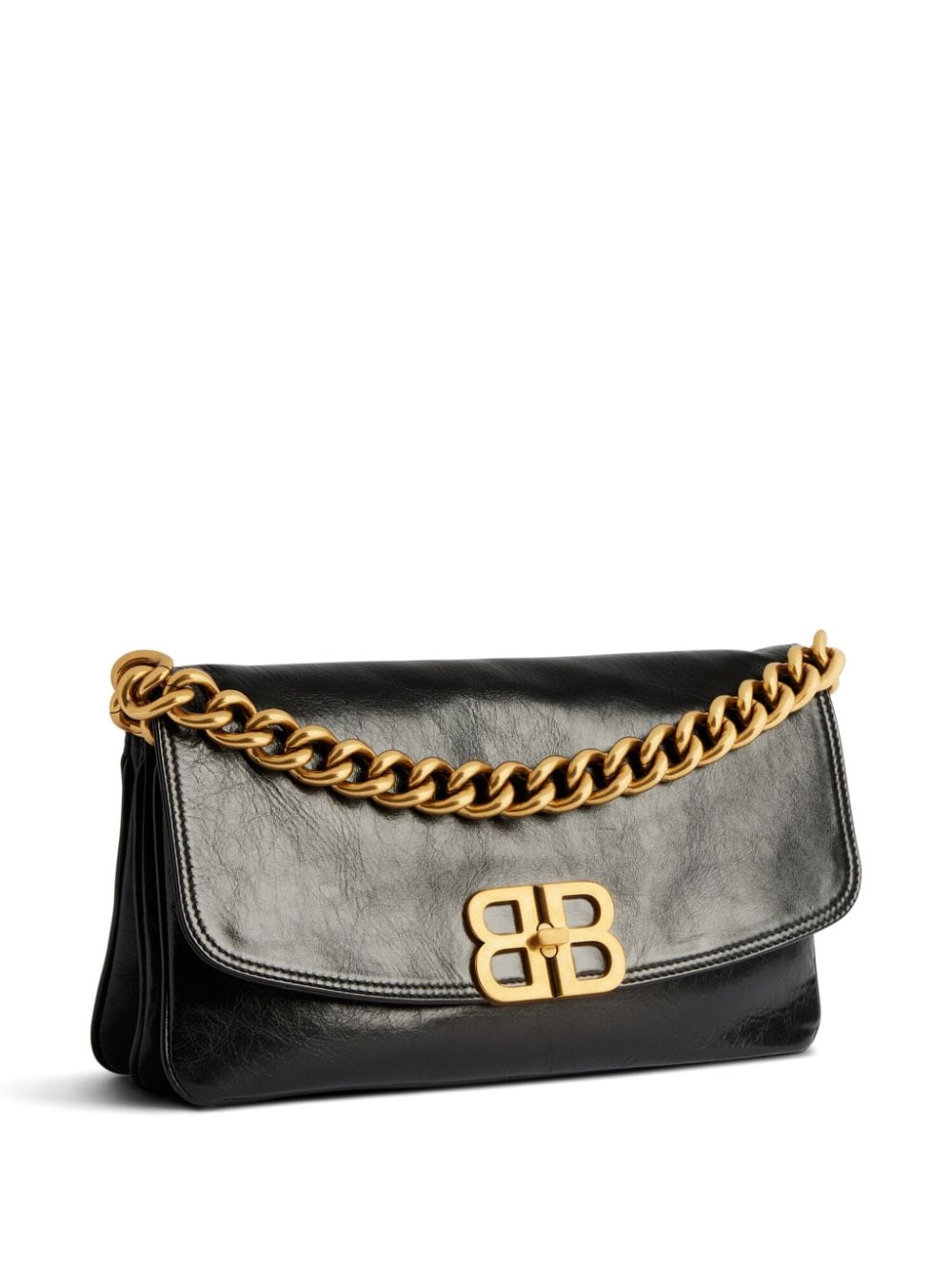Shop Balenciaga Medium Bb Soft Shoulder Bag In Black
