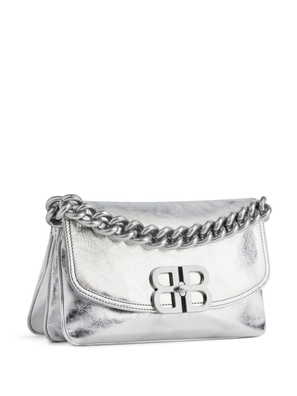 Shop Balenciaga Small Crush Shoulder Bag In Silver