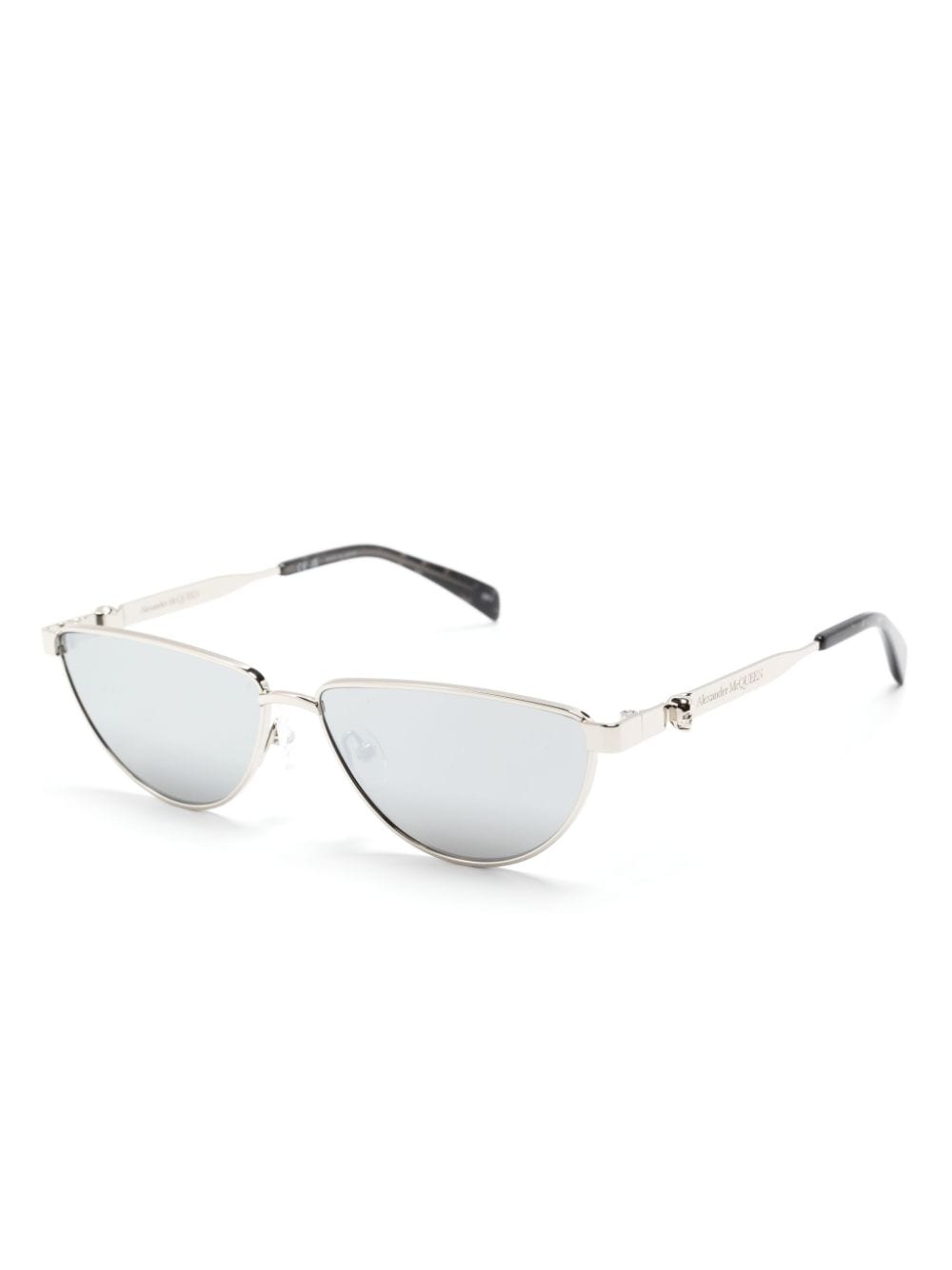 Shop Alexander Mcqueen Mirorred Oval-frame Sunglasses In Silver