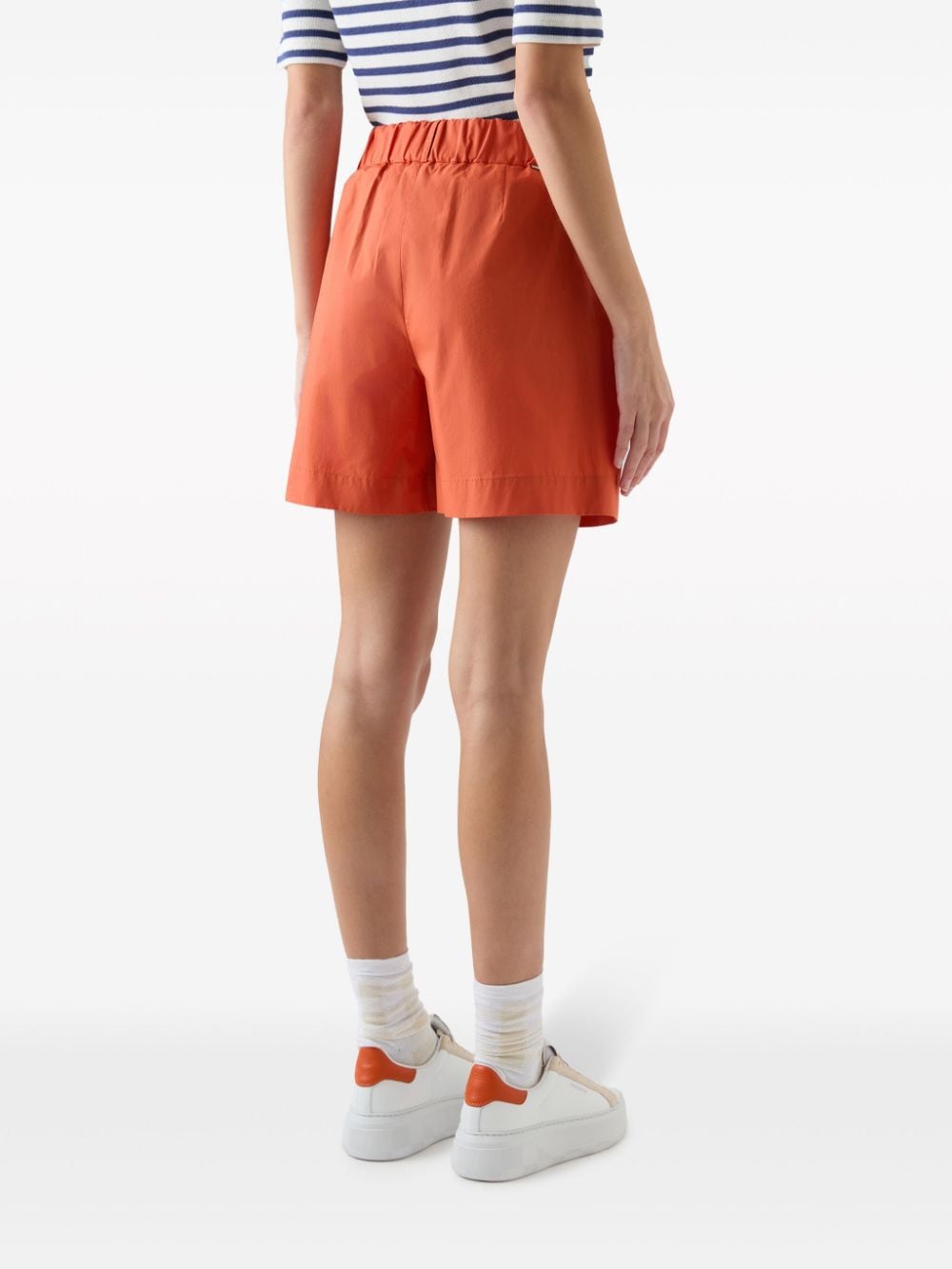 Shop Woolrich Pleated High-waisted Shorts In Orange