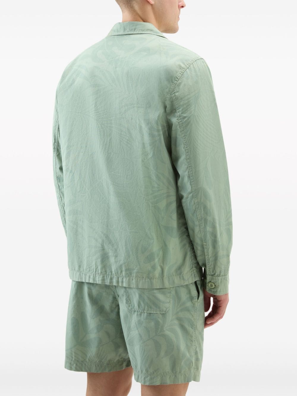 Shop Woolrich Tropical-print Cotton Overshirt In Green