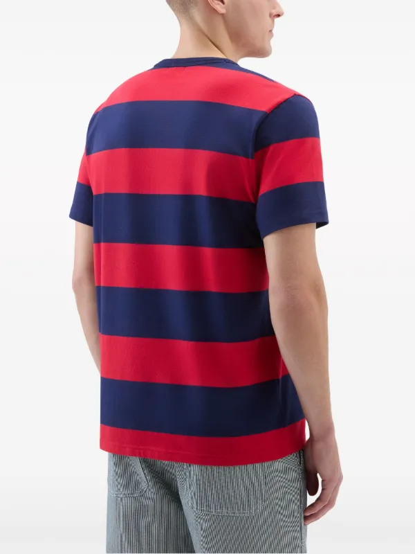 Woolrich logo-print Striped T-shirt | Red | FARFETCH GE
