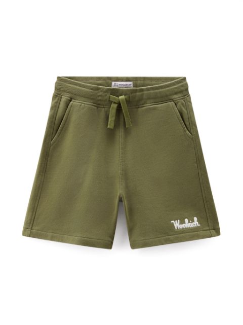Woolrich Kids logo-embroidered cotton shorts