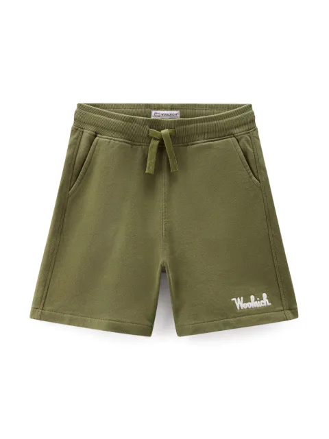 Woolrich Kids logo-embroidered cotton shorts