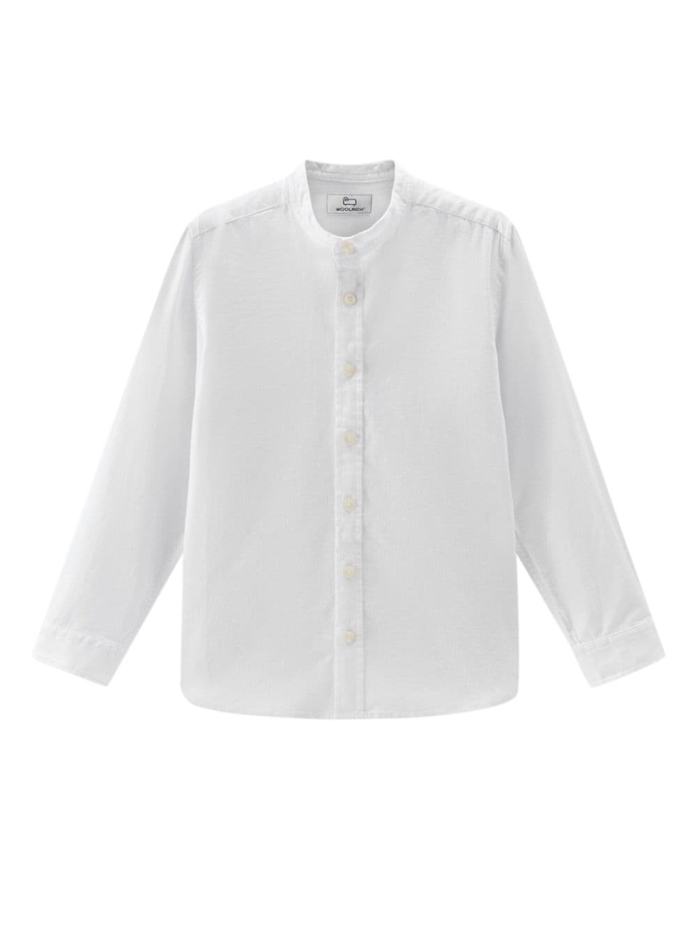 Woolrich Kids' Band-collar Buttoned Shirt In White