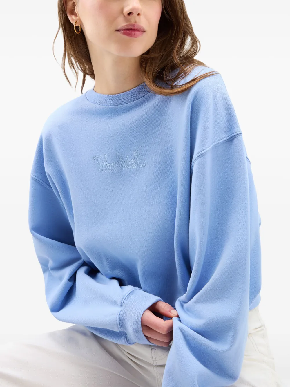 Shop Woolrich Logo-embroidered Cotton Sweatshirt In Blue