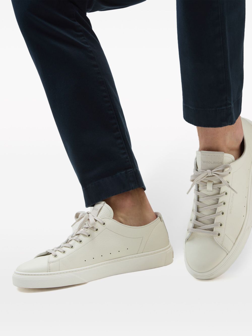 Shop Woolrich Cloud Court Leather Sneakers In Neutrals