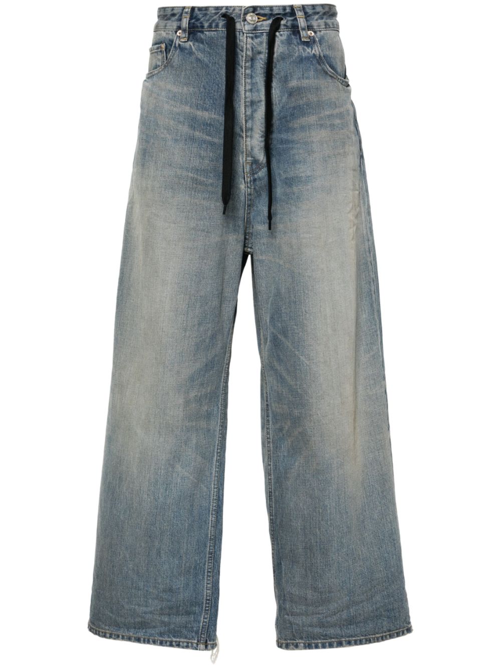 Balenciaga Mid waist jeans met wijde pijpen Blauw