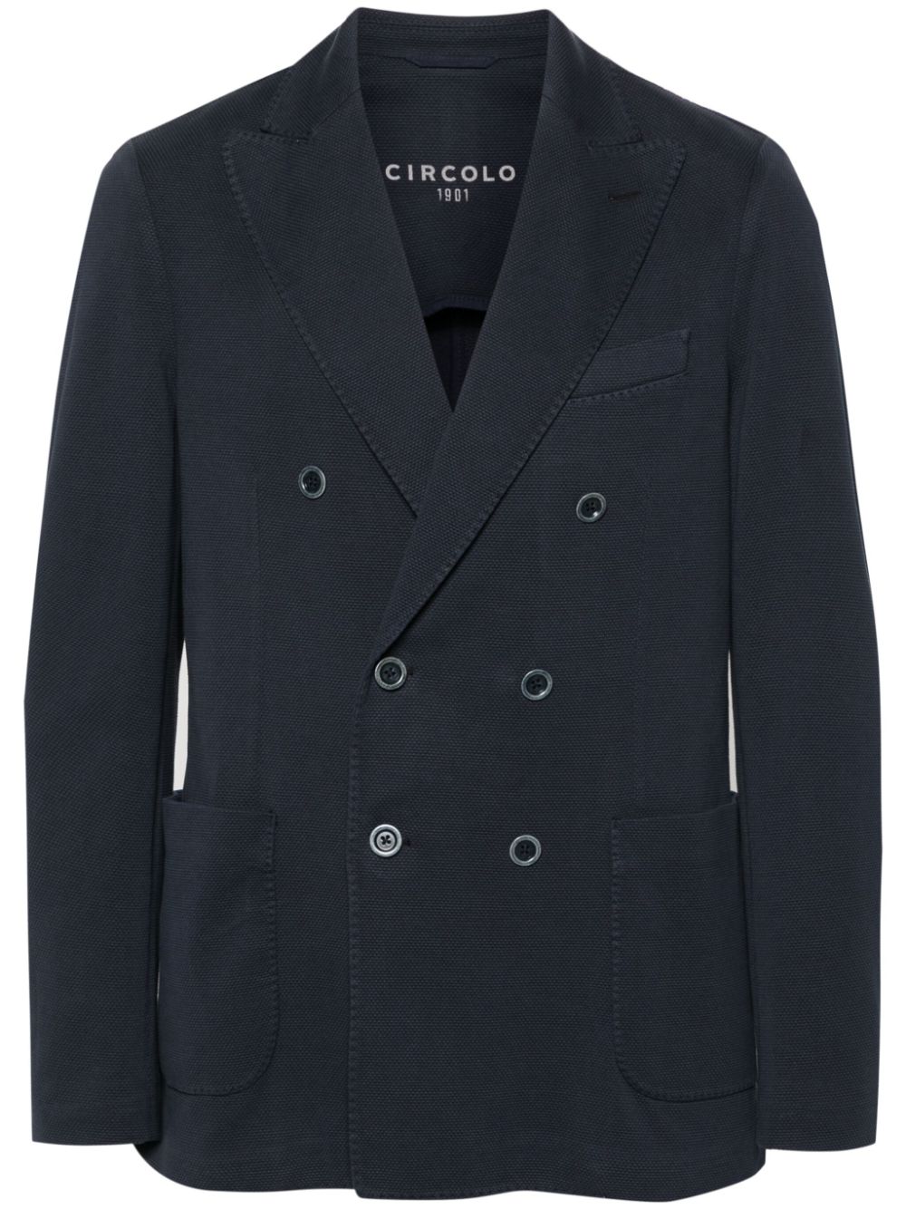 Shop Circolo 1901 Double-breasted Piqué Blazer In Blue