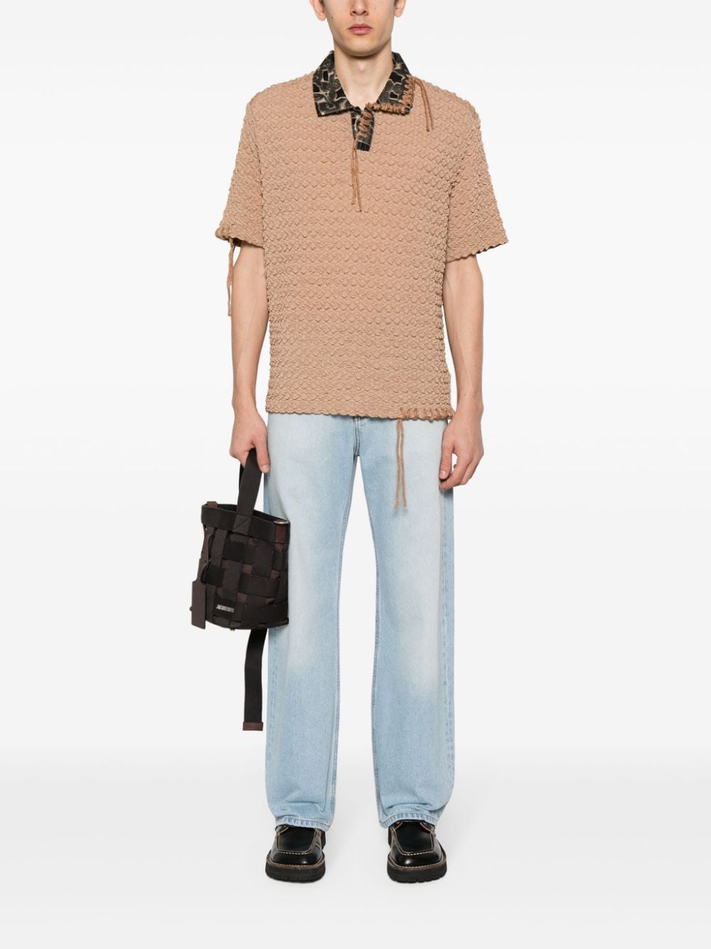 Shop Andersson Bell Sapa Bubble-knit Polo Shirt In Neutrals