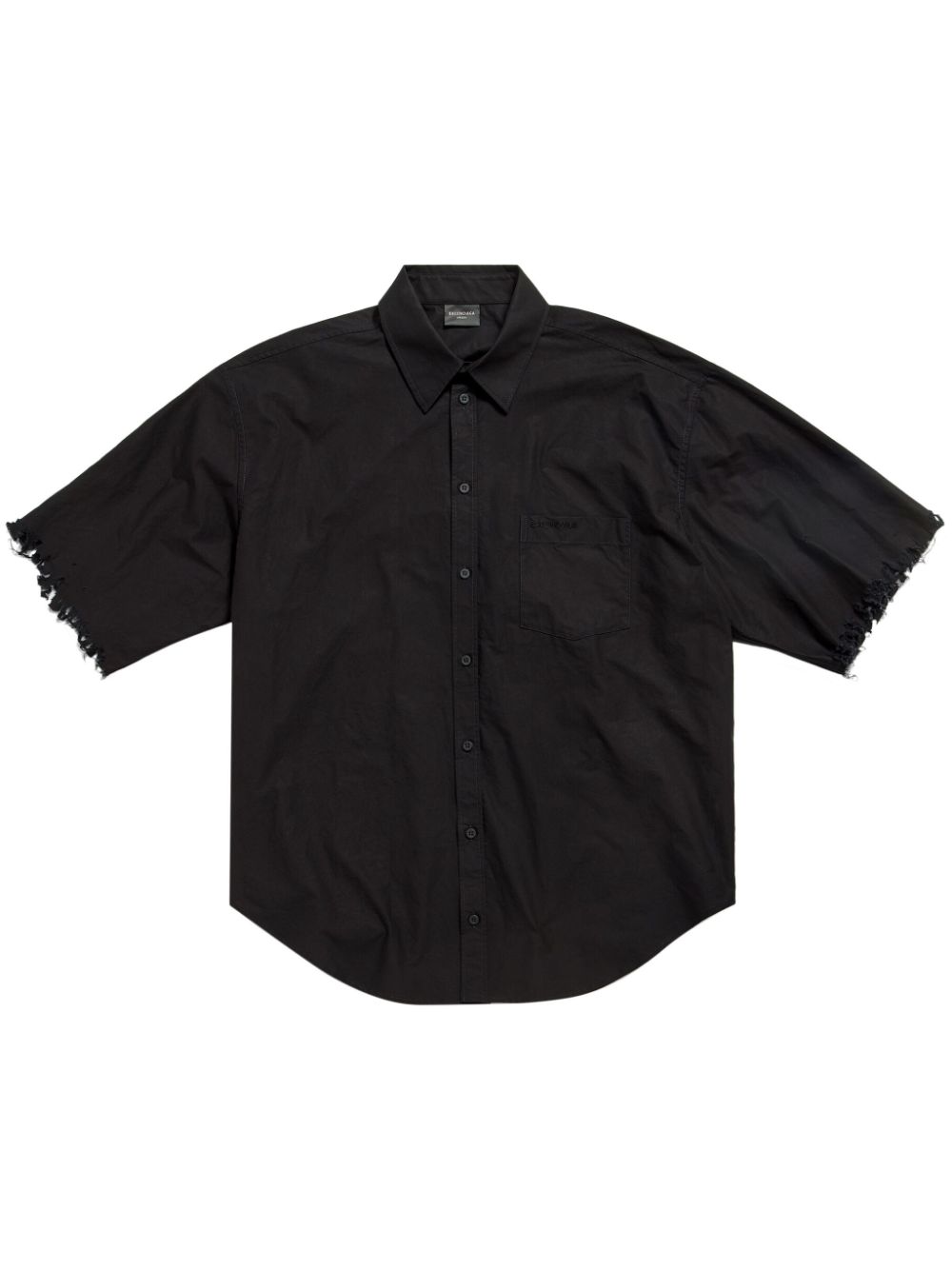 Balenciaga Distressed Cotton Shirt In Black