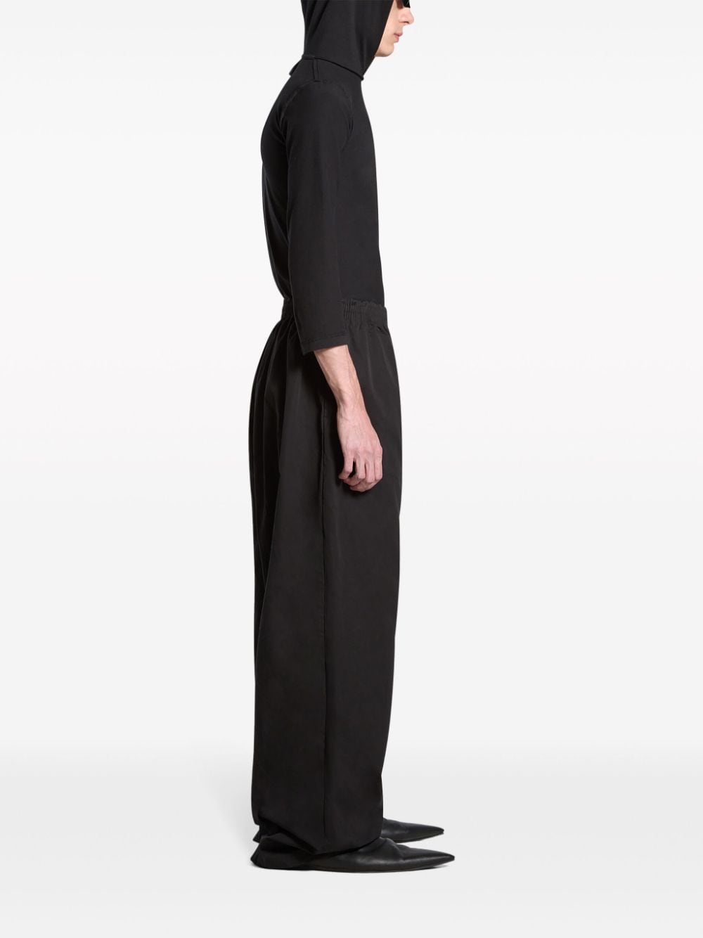 Shop Balenciaga Large Pyjama Cotton Trousers In Black