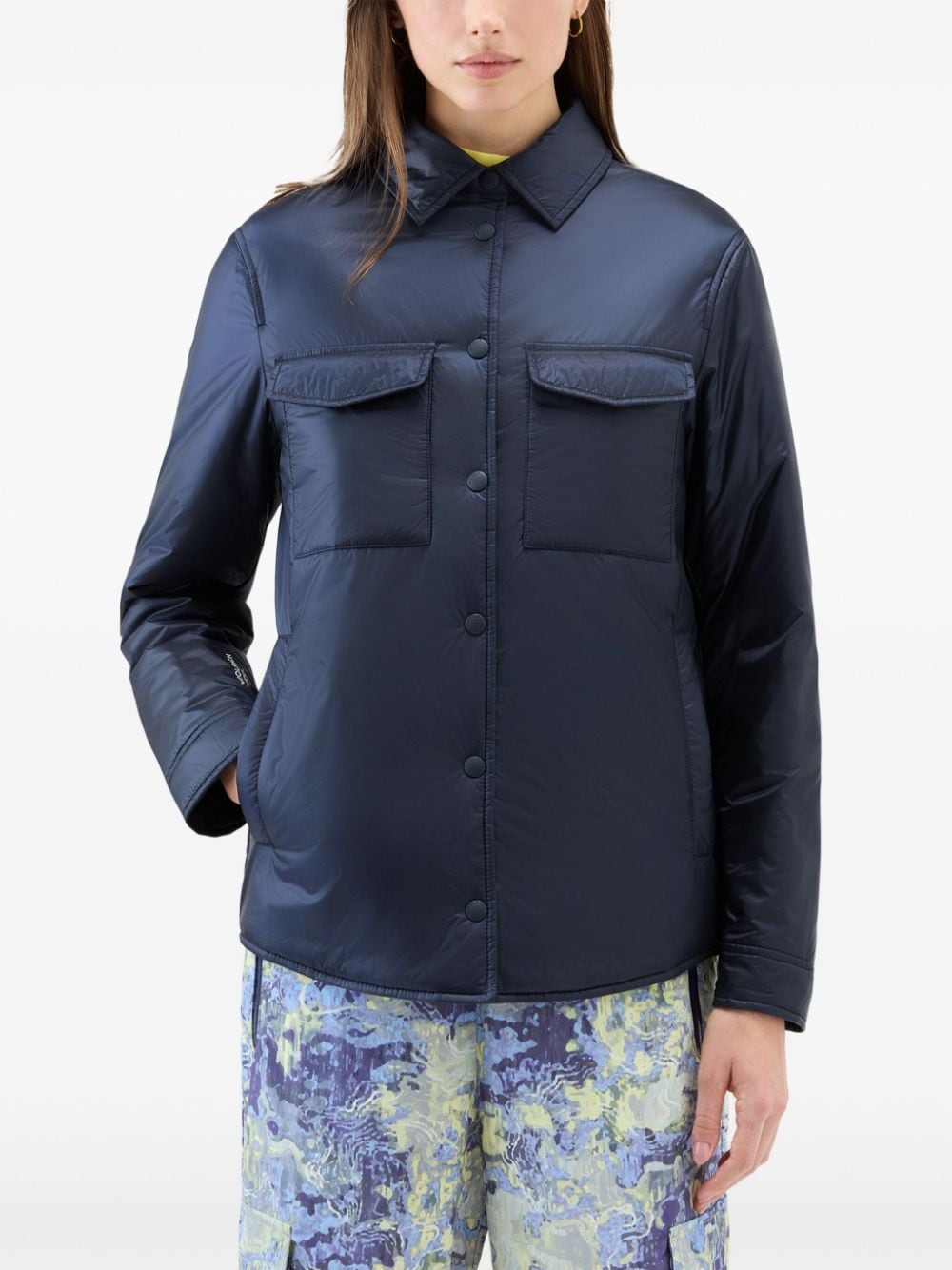 Shop Woolrich Padded Overshirt Jacket In Blue