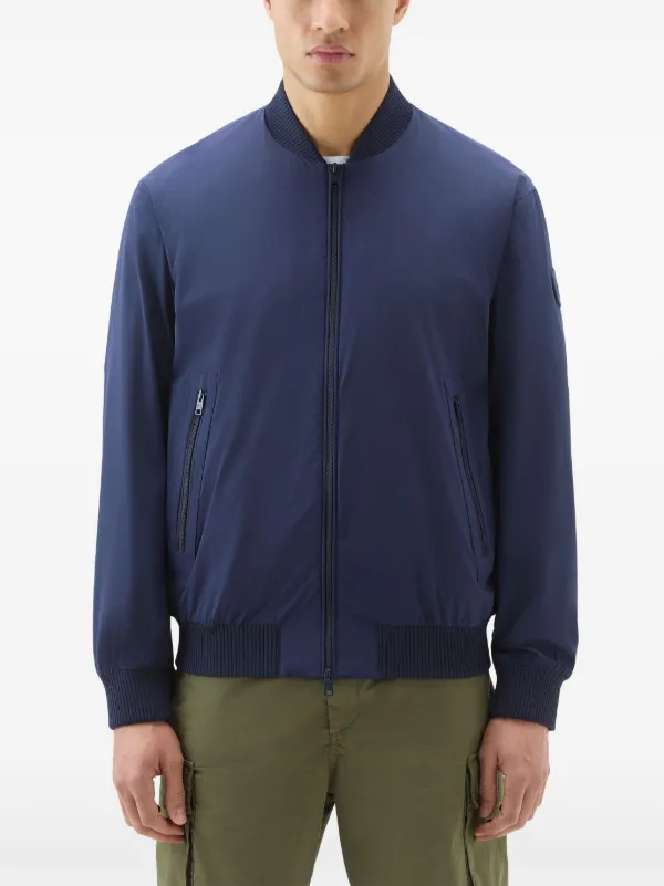 Woolrich logo-appliqué Bomber Jacket | Blue | FARFETCH