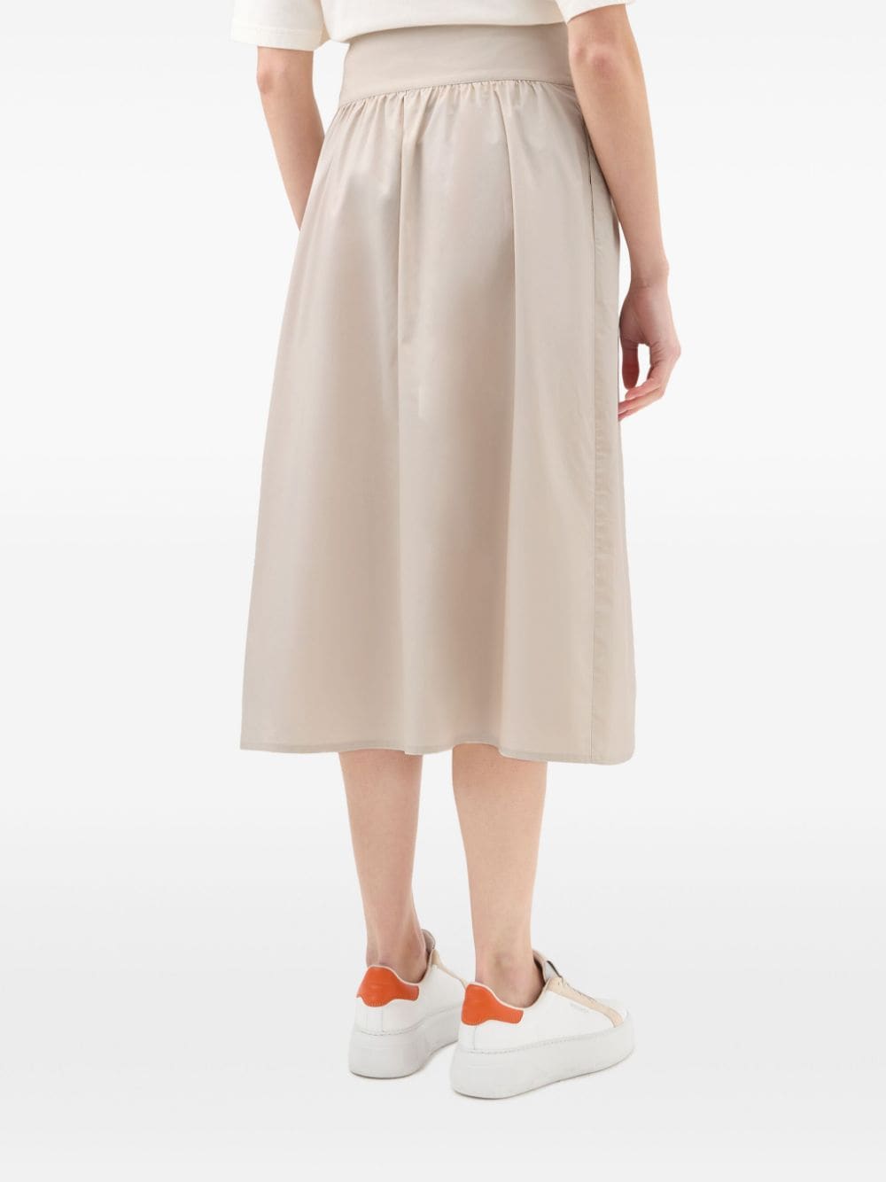 Shop Woolrich A-line Cotton Skirt In Neutrals