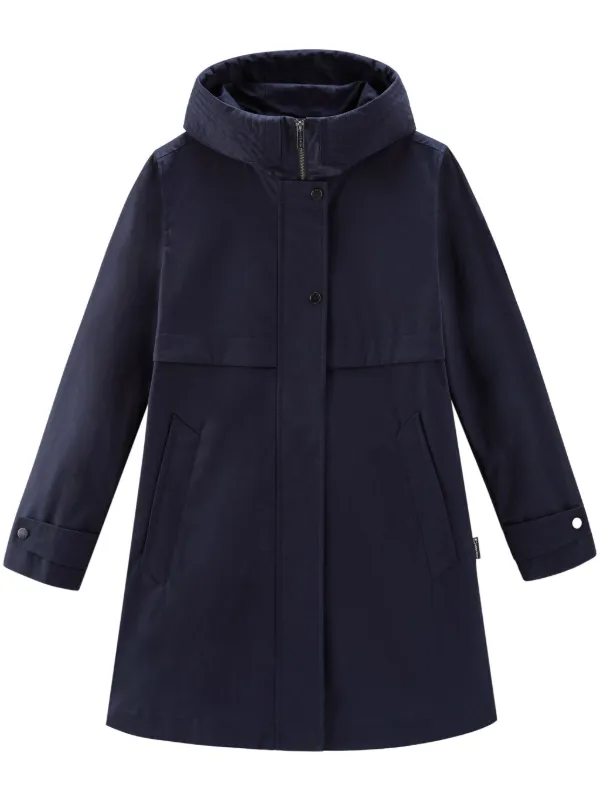Woolrich Cotton Hooded Parka Coat Blue FARFETCH IN