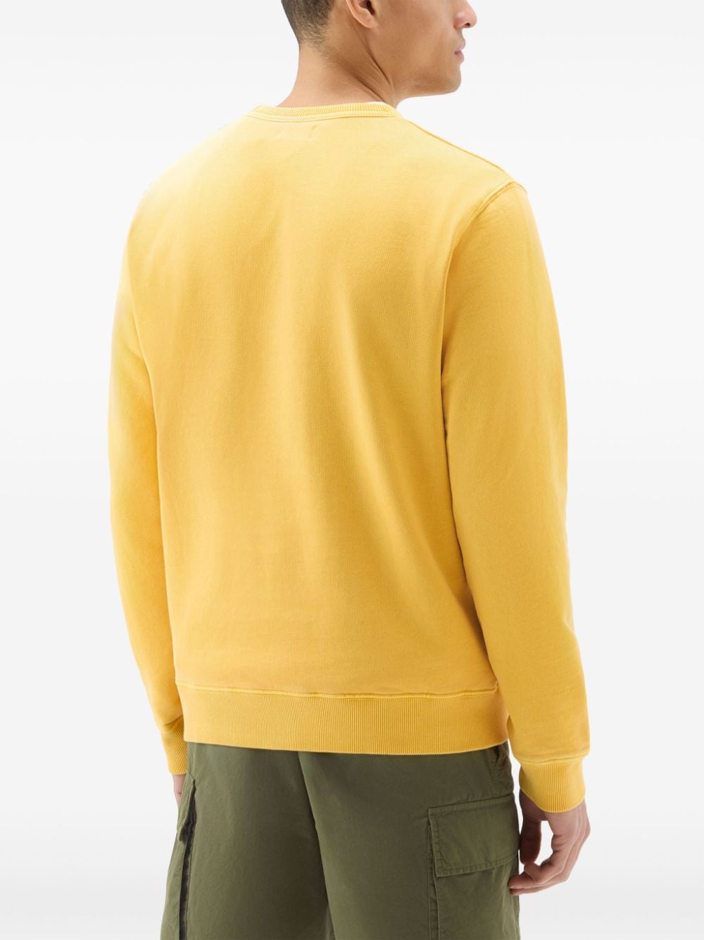 Shop Woolrich Logo-print Cotton Sweatshirt In Yellow