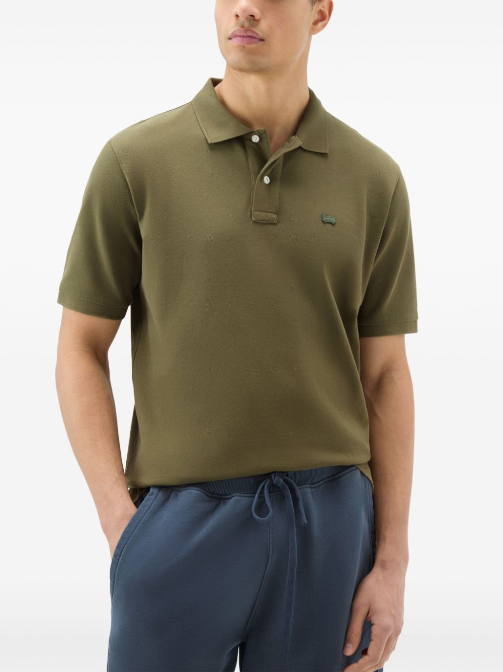 Shop Woolrich Logo-embroidered Polo Shirt In Green