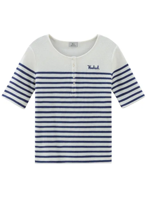 Woolrich logo-embroidered striped T-shirt