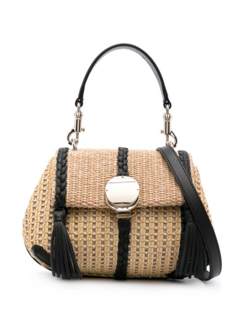 Chloé Penelope woven-raffia mini bag