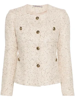 ジャケット TAGLIATORE DHARMA - Tweed jacket Tagliatore Cream tweed jacket | TheDoubleF