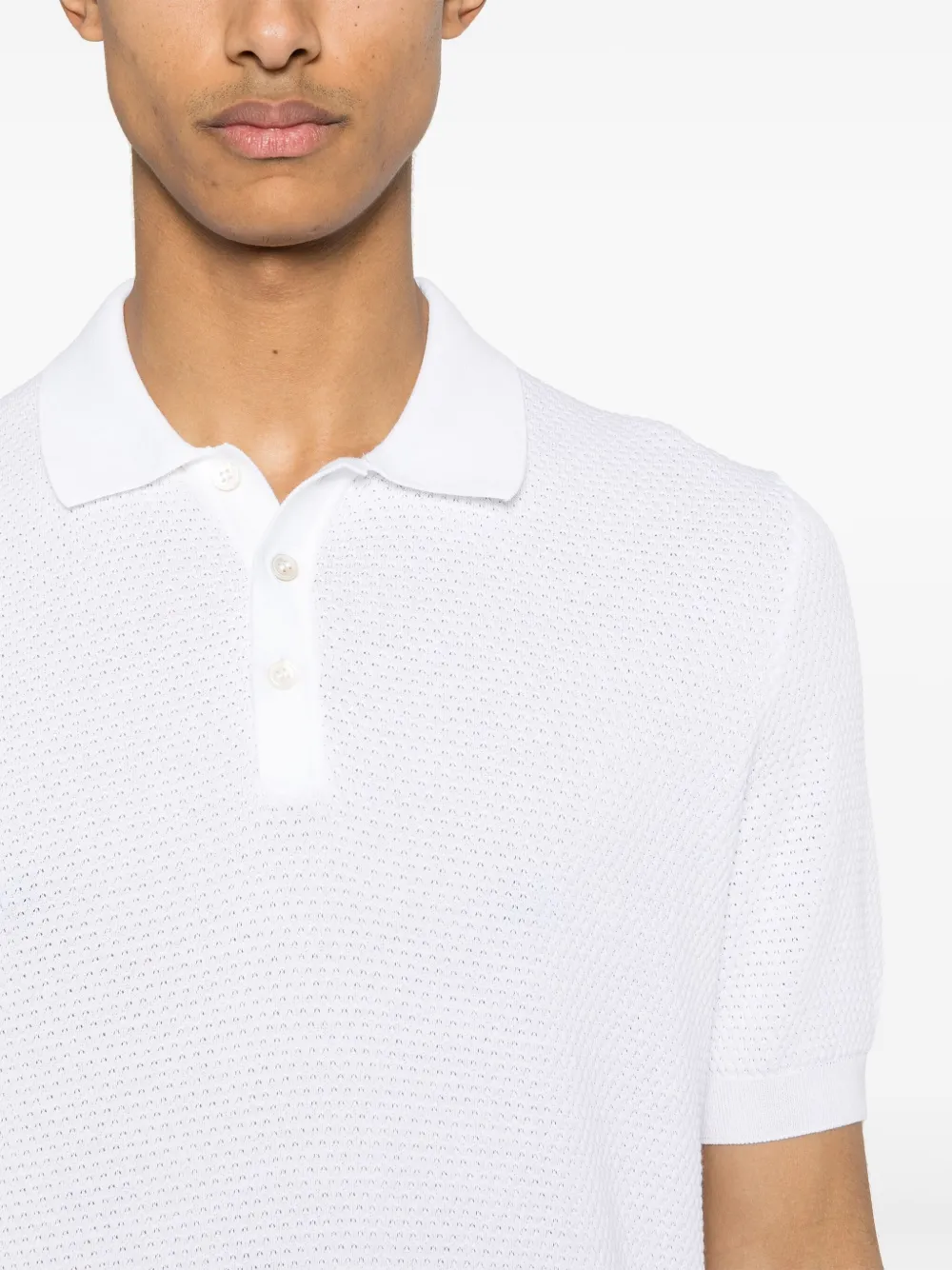 Shop Fileria Honeycomb Knit Polo Shirt In White