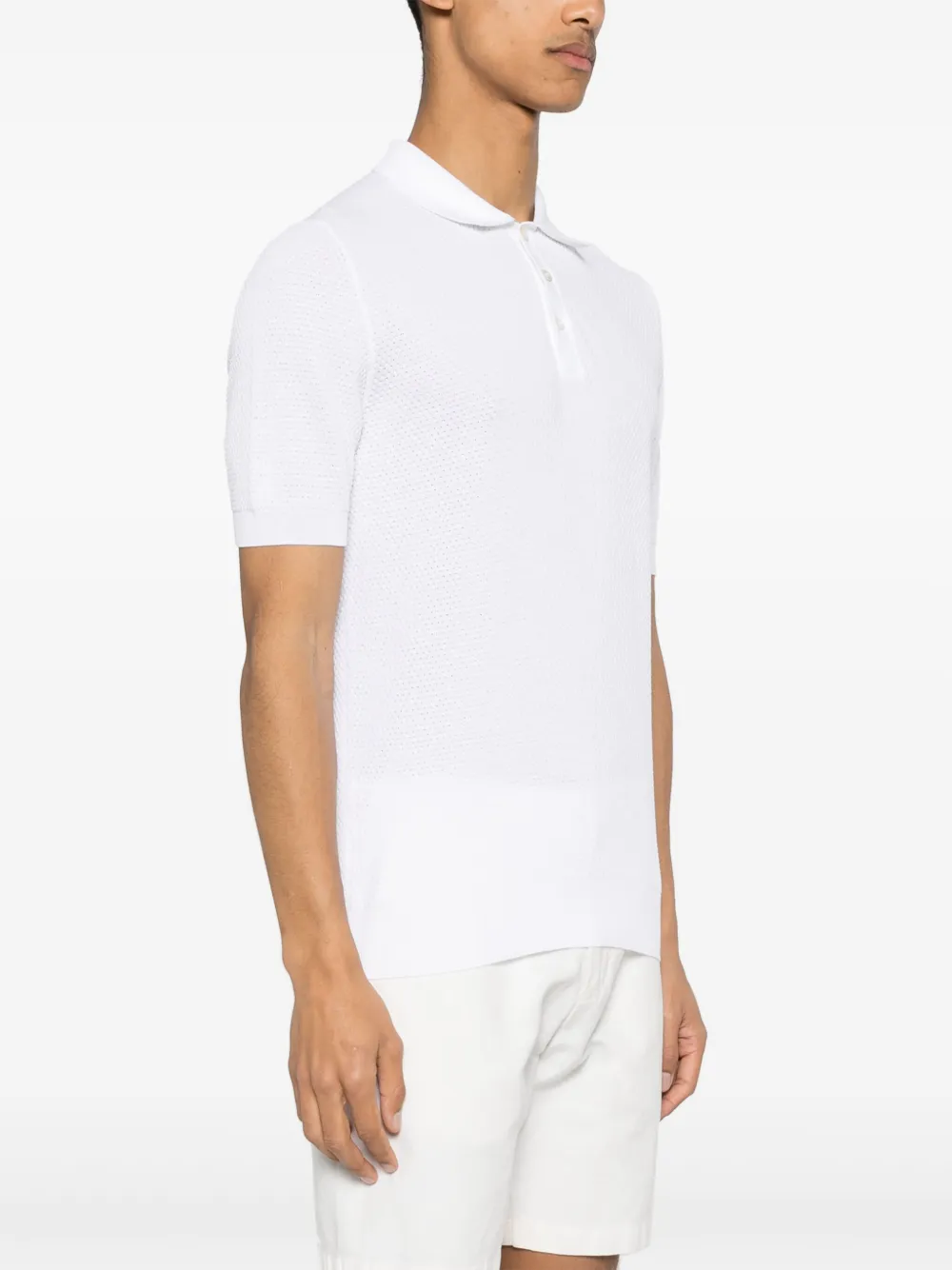 Shop Fileria Honeycomb Knit Polo Shirt In White